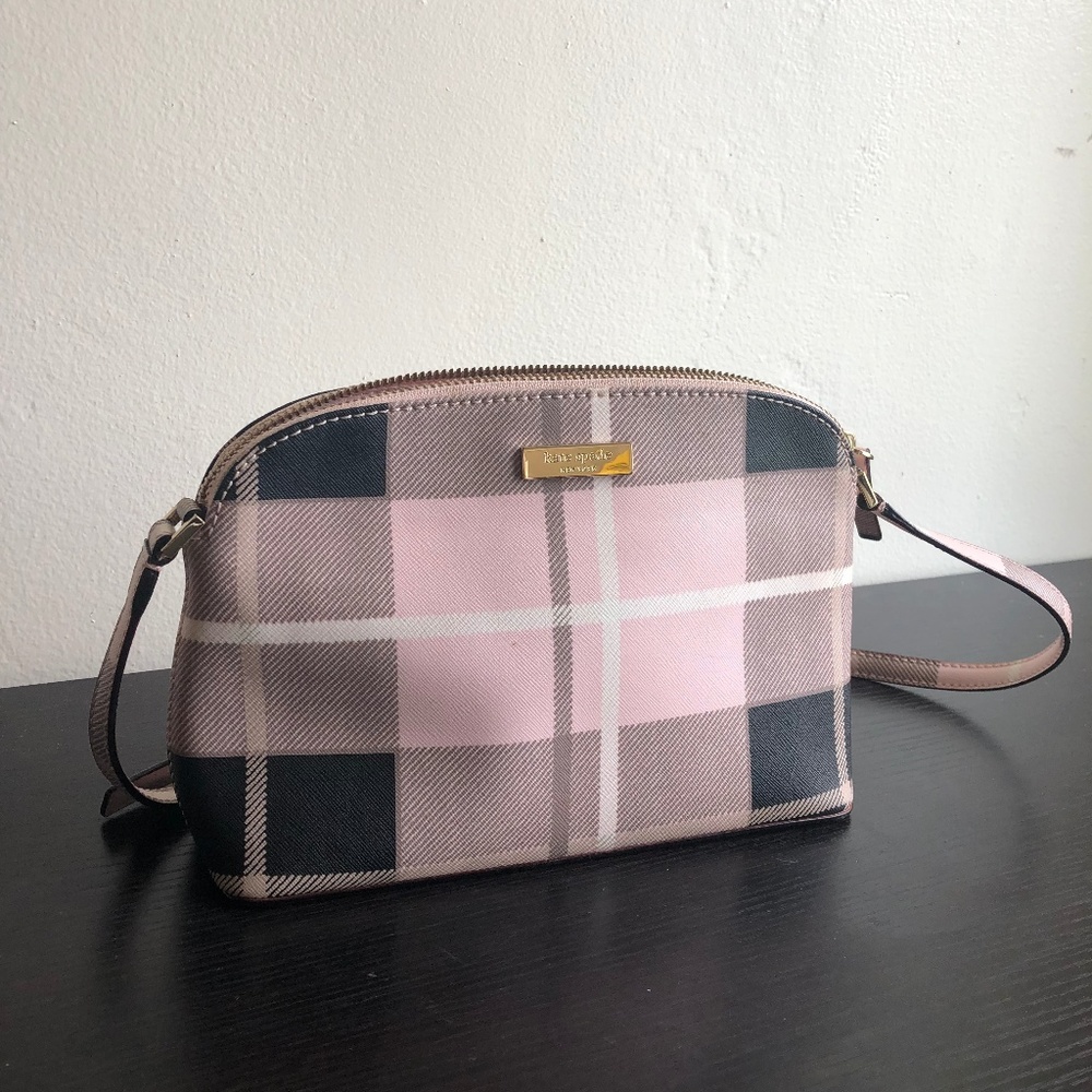 Kate Spade Pink Plaid Newbury Lane Hanna Crossbody